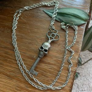 Skeleton Key Silver Chain Necklace